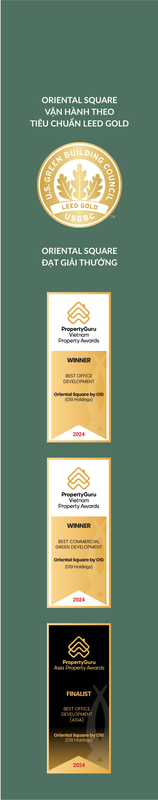 Oriental Square đạt chứng chỉ và giải thưởng